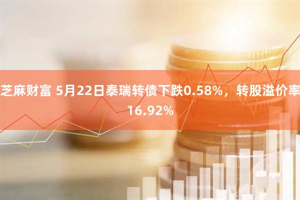 芝麻财富 5月22日泰瑞转债下跌0.58%，转股溢价率16.92%