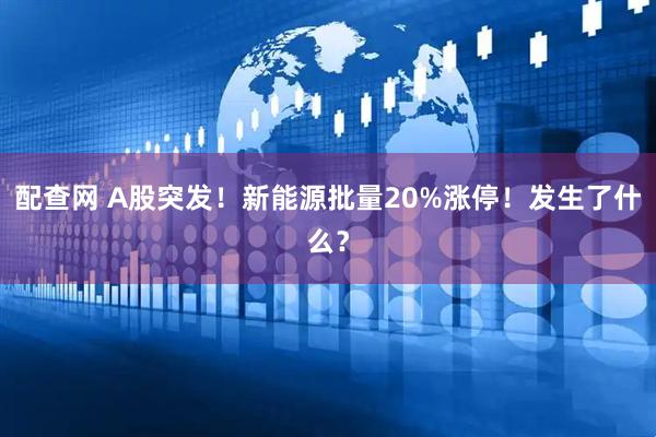 配查网 A股突发！新能源批量20%涨停！发生了什么？